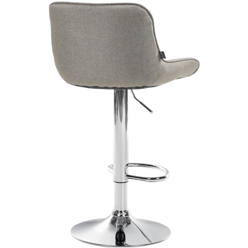Tabouret de bar design en Tissu Taupe Métal Argenté Fylven - 3