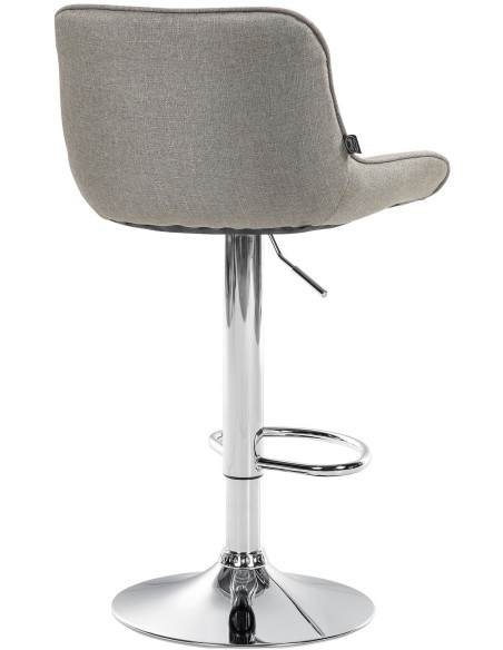 Tabouret de bar design en Tissu Taupe Métal Argenté Fylven - 3