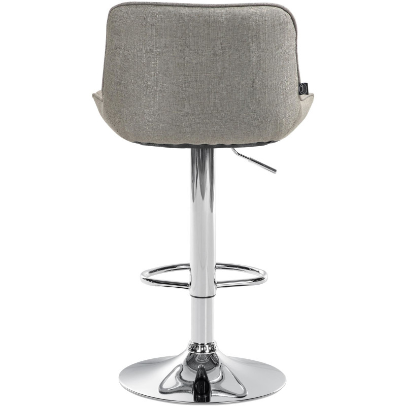 Tabouret de bar design en Tissu Taupe Métal Argenté Fylven - 4