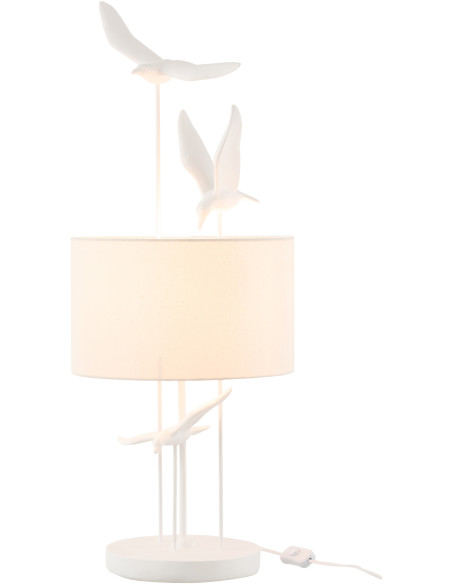 Lampe à poser Oiseaux en Résine Blanc Polyester Beige Clelia - 2