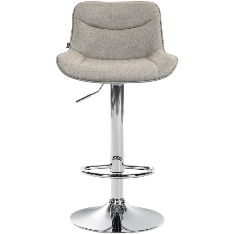 Tabouret de bar design en Tissu Taupe Métal Argenté Fylven - 7