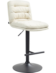 Tabouret de bar moderne chic en Tissu Blanc crème Métal Noir Fenyra - 1