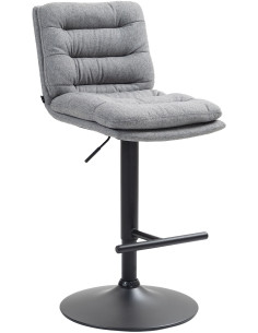 Tabouret de bar moderne chic en Tissu Gris Métal Noir Fenyra - 1