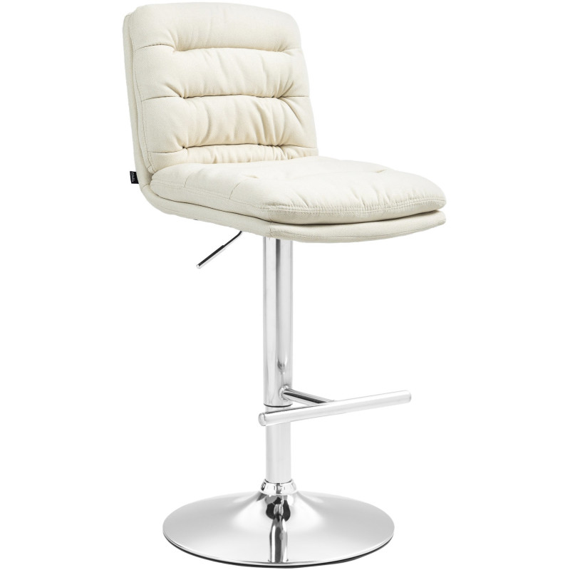 Tabouret de bar moderne chic en Tissu Blanc crème Métal Argenté Fenyra - 1