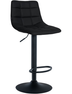 Tabouret de bar réglable matelassé en Polyuréthane Noir Métal Noir Léon - 1