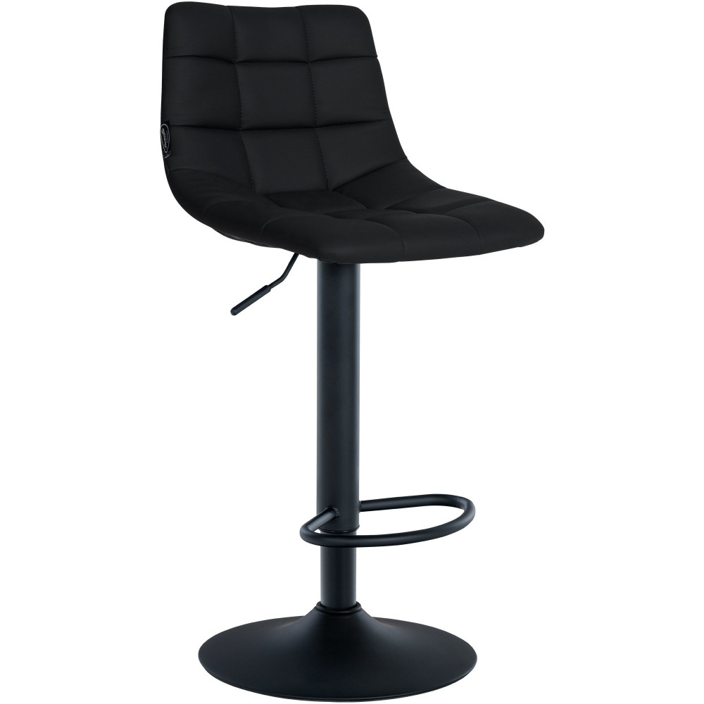 Tabouret de bar réglable matelassé en Polyuréthane Noir Métal Noir Léon - 1