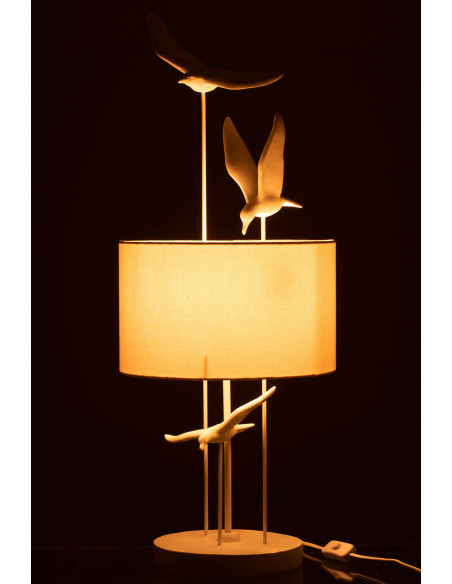 Lampe à poser Oiseaux en Résine Blanc Polyester Beige Clelia - 3