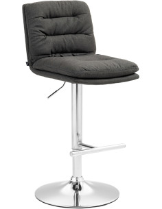 Tabouret de bar moderne chic en Tissu Gris foncé Métal Argenté Fenyra - 1
