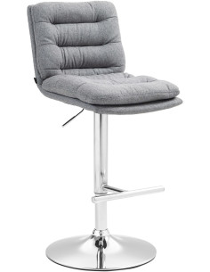 Tabouret de bar moderne chic en Tissu Gris Métal Argenté Fenyra - 1