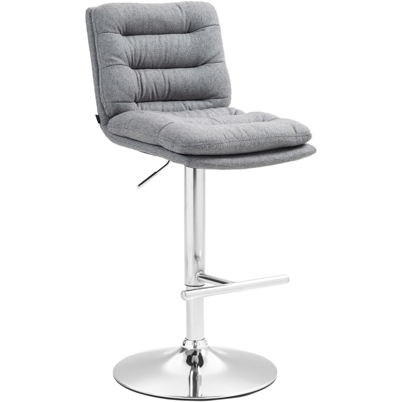 Tabouret de bar moderne chic en Tissu Gris Métal Argenté Fenyra - 1