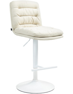 Tabouret de bar moderne chic en Tissu Blanc crème Métal Blanc Fenyra - 1