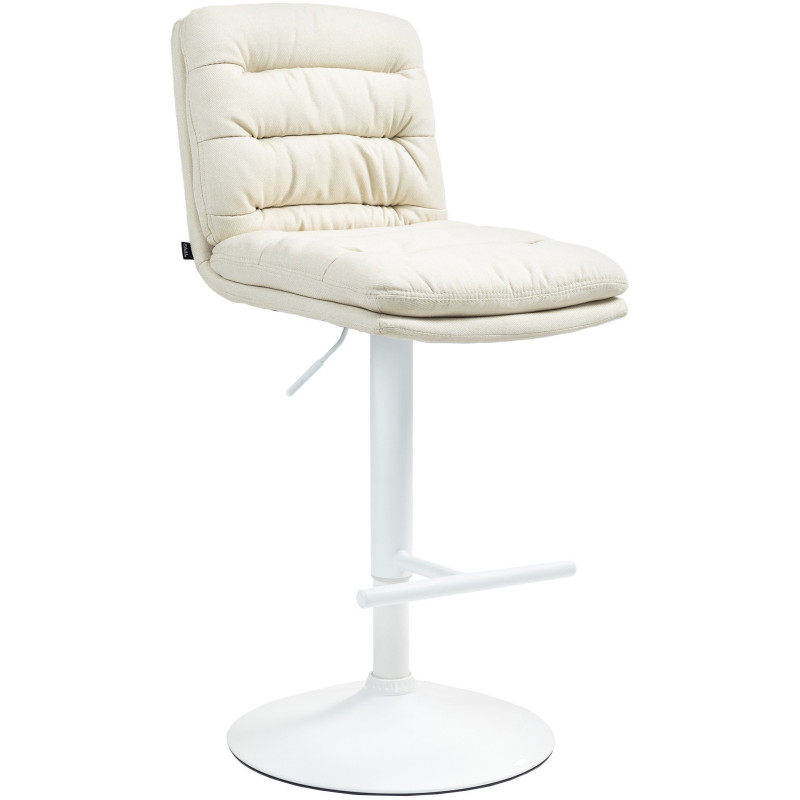 Tabouret de bar moderne chic en Tissu Blanc crème Métal Blanc Fenyra - 1