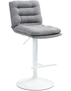 Tabouret de bar moderne chic en Tissu Gris Métal Blanc Fenyra - 1