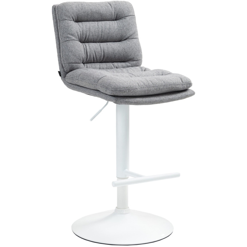 Tabouret de bar moderne chic en Tissu Gris Métal Blanc Fenyra - 1