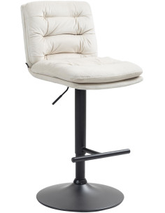 Tabouret de bar moderne chic en Velours Blanc crème Métal Noir Fenyra - 1