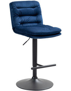 Tabouret de bar moderne chic en Velours Bleu Métal Noir Fenyra - 1