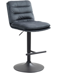 Tabouret de bar moderne chic en Velours Gris foncé Métal Noir Fenyra - 1