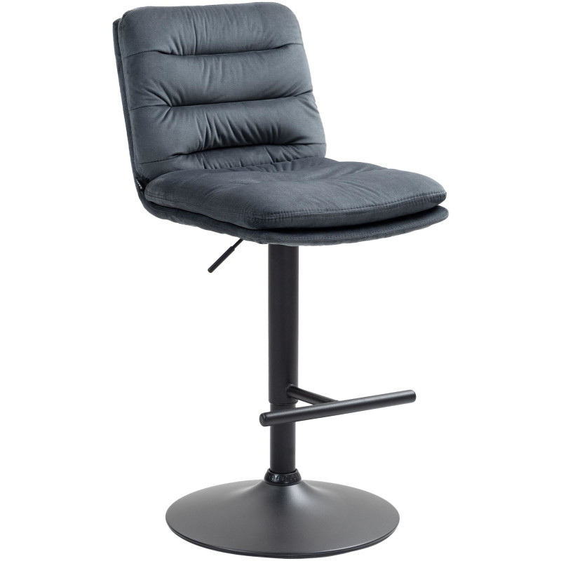 Tabouret de bar moderne chic en Velours Gris foncé Métal Noir Fenyra - 1