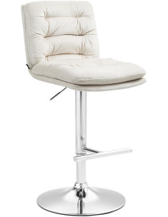 Tabouret de bar moderne chic en Velours Blanc crème Métal Argenté Fenyra - 1