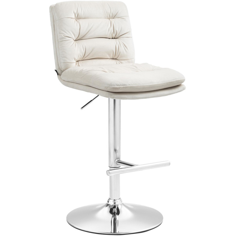 Tabouret de bar moderne chic en Velours Blanc crème Métal Argenté Fenyra - 1