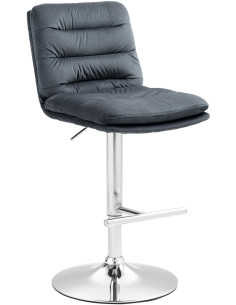 Tabouret de bar moderne chic en Velours Gris foncé Métal Argenté Fenyra - 1