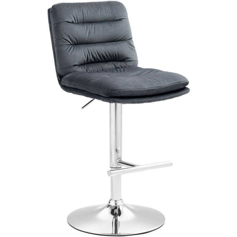 Tabouret de bar moderne chic en Velours Gris foncé Métal Argenté Fenyra - 1