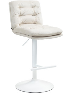 Tabouret de bar moderne chic en Velours Blanc crème Métal Blanc Fenyra - 1