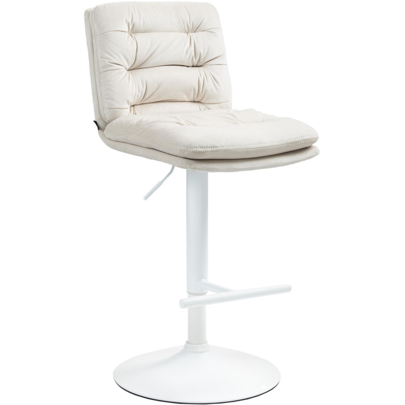 Tabouret de bar moderne chic en Velours Blanc crème Métal Blanc Fenyra - 1