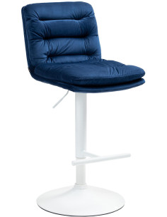 Tabouret de bar moderne chic en Velours Bleu Métal Blanc Fenyra - 1