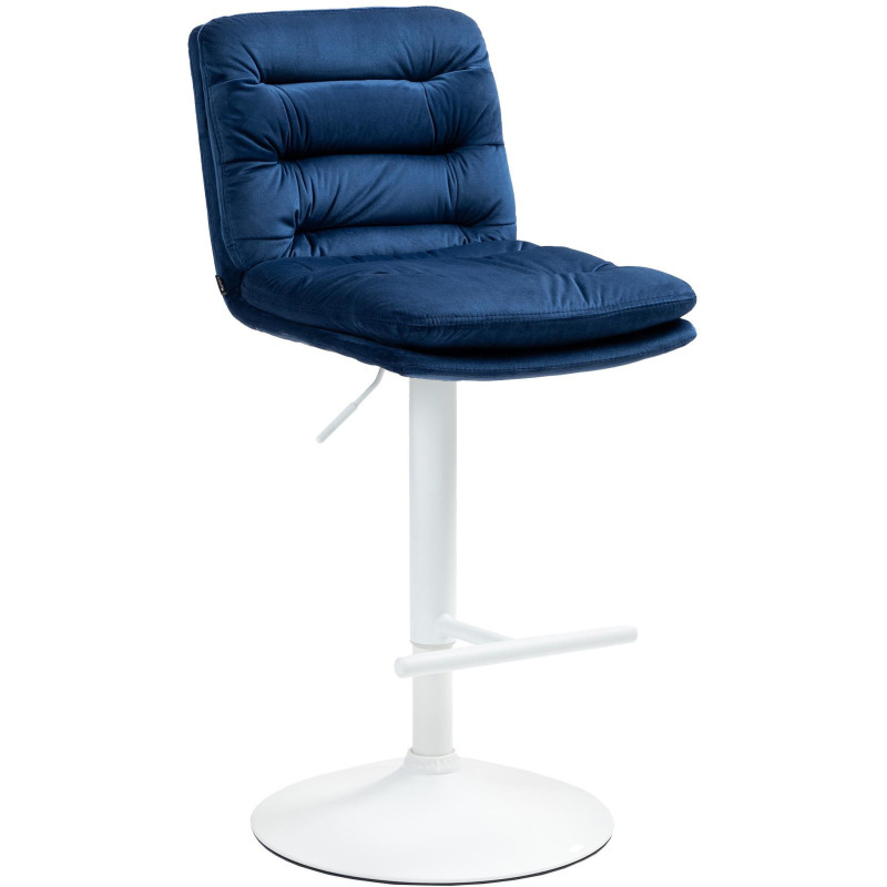 Tabouret de bar moderne chic en Velours Bleu Métal Blanc Fenyra - 1