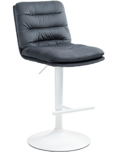 Tabouret de bar moderne chic en Velours Gris foncé Métal Blanc Fenyra - 1