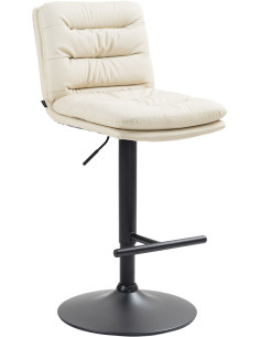 Tabouret de bar moderne chic en Polyuréthane Blanc crème Métal Noir Fenyra - 1