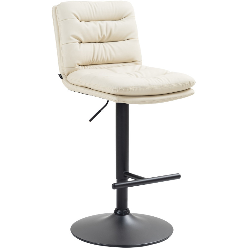 Tabouret de bar moderne chic en Polyuréthane Blanc crème Métal Noir Fenyra - 1