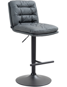 Tabouret de bar moderne chic en Polyuréthane Gris Métal Noir Fenyra - 1