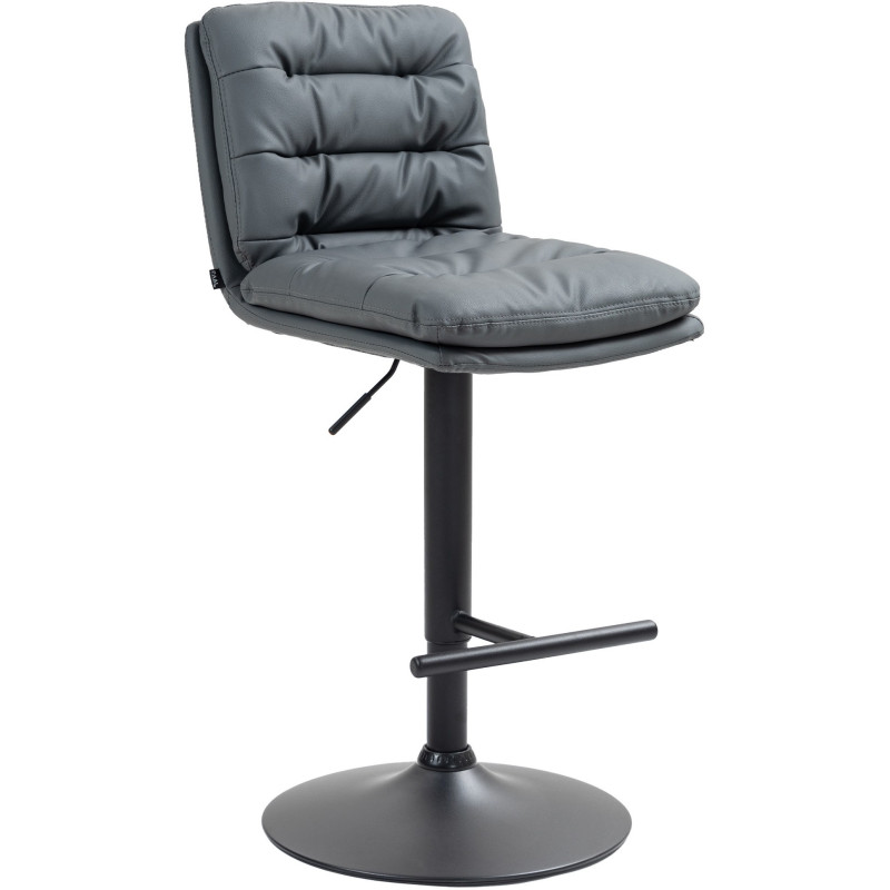 Tabouret de bar moderne chic en Polyuréthane Gris Métal Noir Fenyra - 1