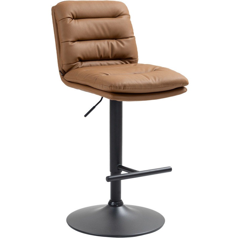 Tabouret de bar moderne chic en Polyuréthane Marron clair Métal Noir Fenyra - 1