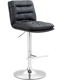 Tabouret de bar moderne chic en Polyuréthane Noir Métal Argenté Fenyra - 1