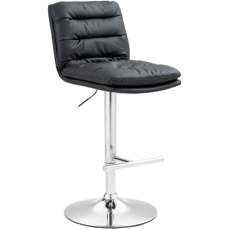 Tabouret de bar moderne chic en Polyuréthane Noir Métal Argenté Fenyra - 1