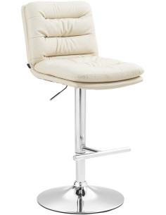 Tabouret de bar moderne chic en Polyuréthane Blanc crème Métal Argenté Fenyra - 1
