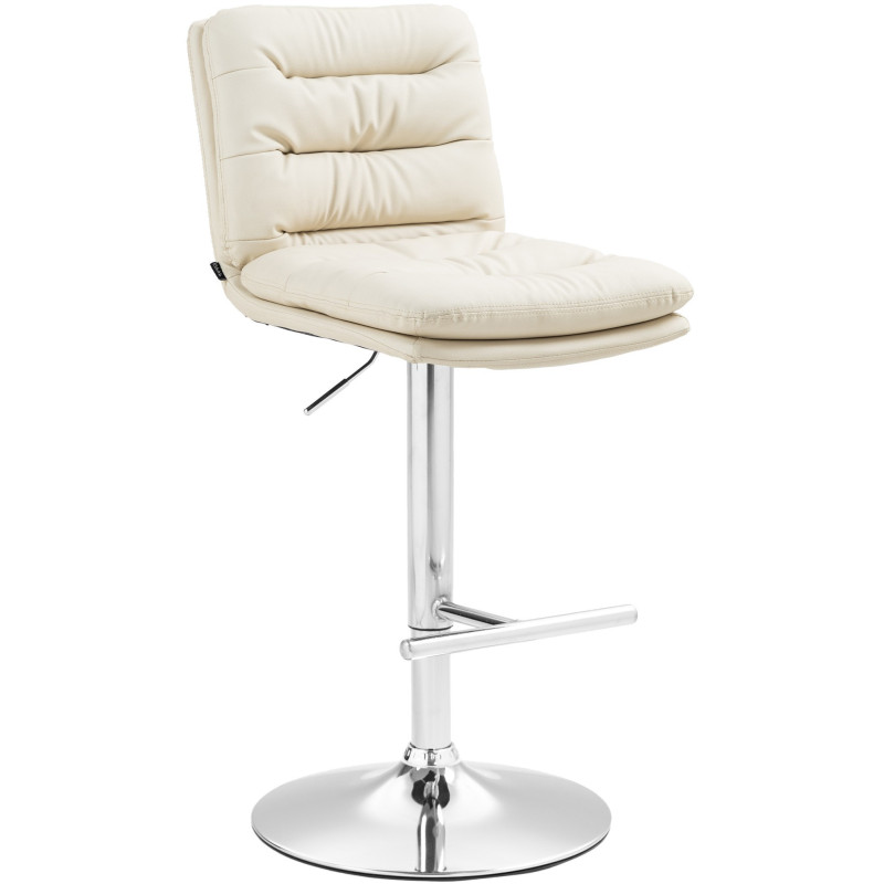 Tabouret de bar moderne chic en Polyuréthane Blanc crème Métal Argenté Fenyra - 1