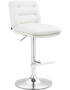Tabouret de bar moderne chic en Polyuréthane Blanc Métal Argenté Fenyra - 1