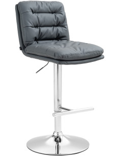 Tabouret de bar moderne chic en Polyuréthane Gris Métal Argenté Fenyra - 1