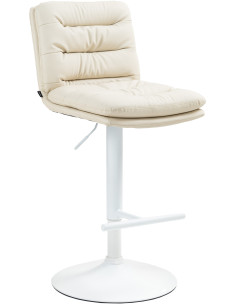 Tabouret de bar moderne chic en Polyuréthane Blanc crème Métal Blanc Fenyra - 1