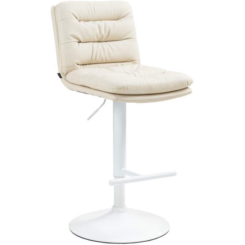 Tabouret de bar moderne chic en Polyuréthane Blanc crème Métal Blanc Fenyra - 1