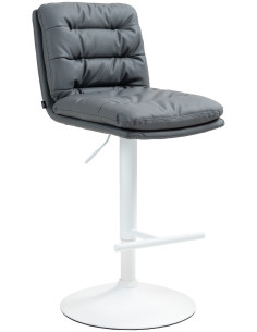 Tabouret de bar moderne chic en Polyuréthane Gris Métal Blanc Fenyra - 1