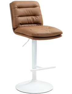 Tabouret de bar moderne chic en Polyuréthane Marron clair Métal Blanc Fenyra - 1