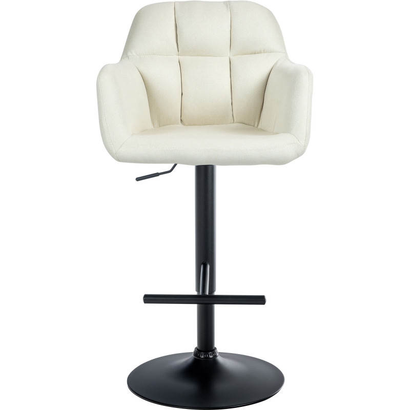 Tabouret de bar réglable haut de gamme en Tissu Blanc crème Métal Noir Mirexa - 2