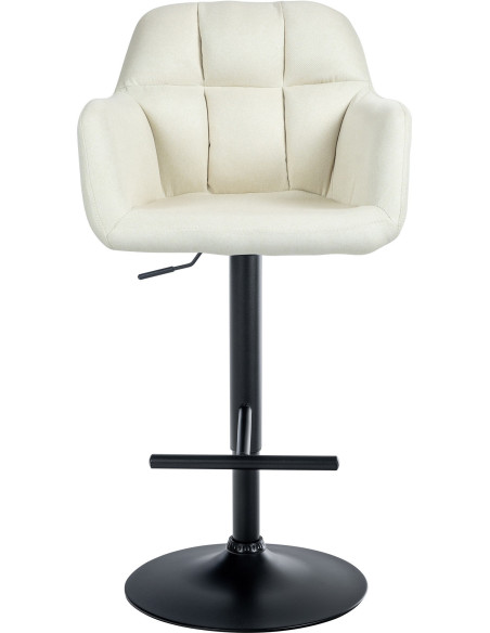 Tabouret de bar réglable haut de gamme en Tissu Blanc crème Métal Noir Mirexa - 2