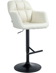 Tabouret de bar réglable haut de gamme en Tissu Blanc crème Métal Noir Mirexa - 1