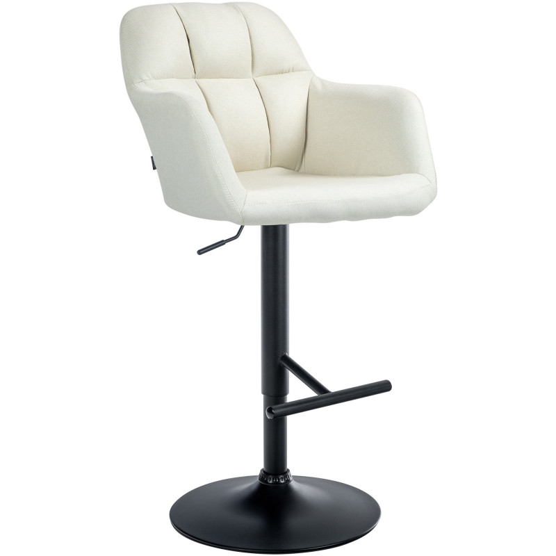 Tabouret de bar réglable haut de gamme en Tissu Blanc crème Métal Noir Mirexa - 1